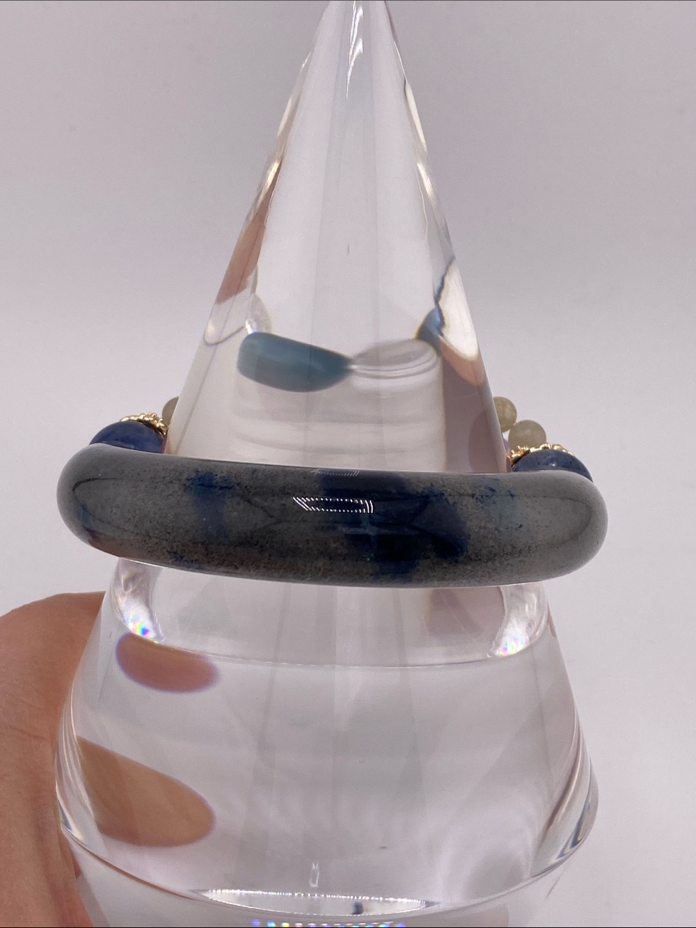 Authentic Blue Inclusion Quartz Half-Bangle Amethyst Crystal Bracelet